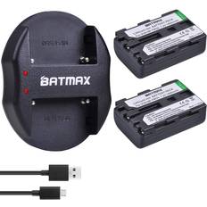 Batmax USB Dual Charger + NP-FM50 Rechargeable Batteries 1800mAh Compatible 2-pack