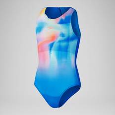 Speedo Girls' Printed Hydrasuit Blue