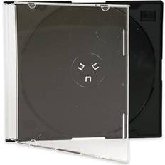 Optical Storage MasterStor CD DVD Slimline Jewel 5.2mm Cases for 1 Disc With Black or Clear Tray (Black, 25)
