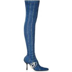 Blå - Dame Høje støvler Diesel TBT Stivale thigh-high in denim stretch Stivali Donna Blu