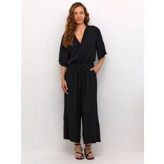 Viscose Jumpsuits & Overalls Soaked in Luxury Zaya Cropped Half Sleeve Jumpsuit, Black