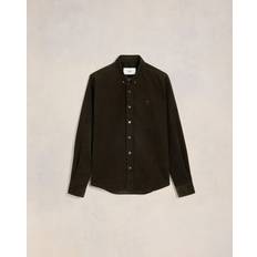 XXXS Chemises Ami Paris Corduroy Tonal Heart Button Down Shirt - Dark Coffee