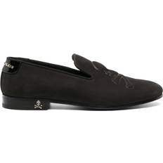 Low Shoes Philipp Plein skull-embroidered suede loafers men Calf Suede/Calf Leather/Calf Leather Black