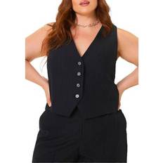 Suits Eloquii Plus Women's Pinstripe Suit Vest in Black With Pinstripe Size 28