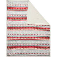 BHS Stag Stripe Throw Sherpa Blankets Red, Green