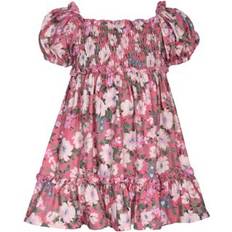 Bonnie Jean Children's Clothing Bonnie Jean Toddler Girls Short Puff Sleeve Floral Printed Knit Dress, 3T Rose 3T