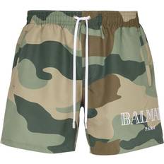 Balmain camouflage-print swim shorts men Polyester Brown