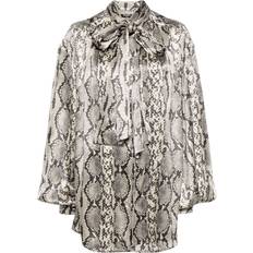 Balmain Women Blouses Balmain snakeskin-print silk blouse women Silk Grey