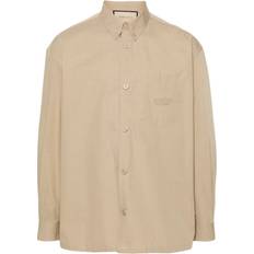 Gucci Men Shirts Gucci logo-embroidered cotton shirt men Polyester/Cotton Neutrals