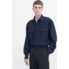 Filippa K Herr Skjortor Filippa K Relaxed Flannel Patch Pocket Shirt - Navy