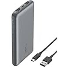 Belkin Powerbank 10000mah, tragbares USB-C-Ladegerät mit 1 USB-C- & 2 USB-A-Anschlüssen, Akkupack zum Laden mit bis zu 15 W, externe handyakkus für iPhone, Galaxy, Pixel, AirPods, iPad – Spacegrau