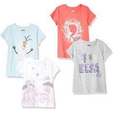 Polka Dots Tops Amazon Essentials Disney Marvel Star Wars Princess Girls' Short-Sleeve T-Shirts Previously Spotted Zebra Pack of 4, Blue/Grey/White/Frozen Elsa & Olaf