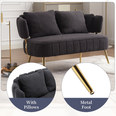 Black - Gold Sofas HOMEFUN Boucle Upholstered Loveseats Sofa 2 Seater