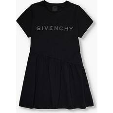 Black Dresses Children's Clothing Givenchy Girls Black Kids Rhinestone-branded Relaxed-fit Cotton-jersey Dress 4-12 Years BLACK