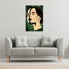 Gold Framed Art of woman Canvas Print Green 31cm Framed Art