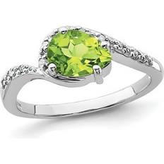 Solitaire Rings 1.00 Carat ctw Pear Shaped Peridot Ring in Sterling Silver