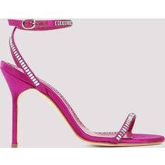 Manolo Blahnik Pink Heels & Pumps Manolo Blahnik Pink Satin Crinastra Sandal