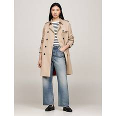 Tommy Hilfiger Dam Kappor & Rockar Tommy Hilfiger kvinnors bomull Db Slim Fit trenchcoat, BEIgE