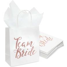 Rose Gold Wrapping Paper & Gift Wrapping Supplies Shein Pack Team Bride Gift Bags with White Tissue Paper for Bridesmaid Proposal Bridal Shower Wedding Party Favor Bags with Handles Rose Gold Foil White xx