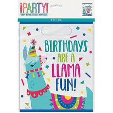 Gift Bags Fun Express 8 Pc 7.5"x11" Llama Birthday Goody Bags