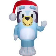 Party Decorations Gemmy Christmas Airblown Inflatable Bluey in Santa Hat Bluey, 3.5 ft Tall, Blue