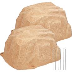 Beige Garden Decorations Sunnydaze Decor Outdoor Low-Profile Polyresin Landscape Rock Septic Cover