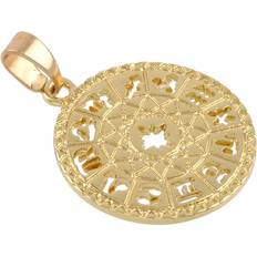 9k Charms & Pendants Bead Landing Gold round zodiac pendant 26mm