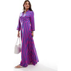 Korta klänningar - Rosa Yas Women's Savanna Long Shirt Dress S. Noos, Fuchsia Fedora/Stripes: Blue lolite