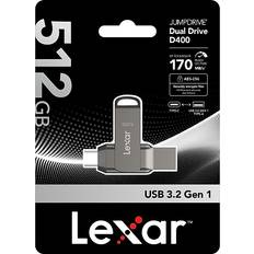 512 GB USB Flash Drives LEXAR JumpDrive D400 Dual 512GB USB 3.2 Type-C/Type-A Flash Drive, Gray LJDD400-512G-BNQNU silver