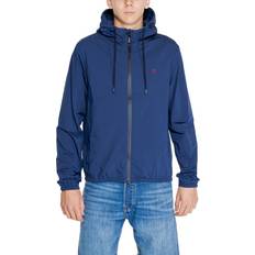 Replay Men Outerwear Replay Light Jackets, Male, Blue, Blue Hooded Zip-Up Jacket for Men