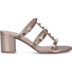 Valentino Garavani Rockstud Metallic Calfskin Leather Slide Sandal - 60 Mm