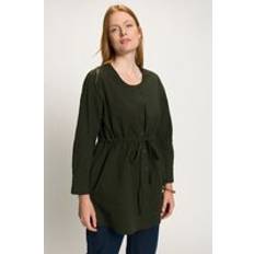 Men Blouses Ulla Popken Eco Cotton Tie Waist Long Sleeve Tunic Blouse - Green