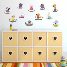 Multicoloured Wall Decor Stickerscape Peppa & friends jumping in muddy puddles wall