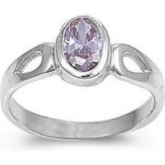 Purple Rings Sac Silver Sold by: CHOOSE YOUR COLOR Simulated Lavender Oval Promise Ring Sterling Band Purple CZ Female