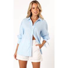 Clothing Dylan Long Sleeve Button Up Top Blue