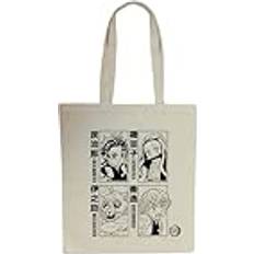 Multifärgade Toteväskor ABYstyle Demon SLAYER toteväska Tanjiro, Nezuko, Zenitsu och Inosuke S2, Beige färg, Dimensions 38 x 42 cm