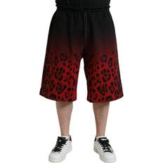 Dolce & Gabbana Red Shorts Dolce & Gabbana Red Leopard Print Cotton Bermuda Shorts IT52