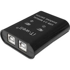 Tauoh USB 2 in 1 Out Printer 2-Port Manual Kvm Converter Black