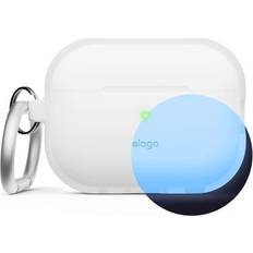 Elago Sold by: Silicone Case for Apple AirPods Pro 2nd Generation Case Cover 2022 Protective Case with Keychain Front LED Visible Supports Wireless Charging [Nightglow Blue]