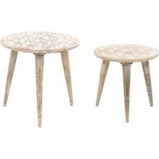 Beliani Bord Beliani Vintage Style Nest of 2 Mango Wood Hursi Coffee Table