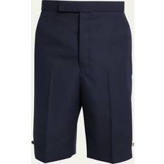 Wool Shorts Thom Browne Men's Crisp Wool Backstrap Shorts NAVY