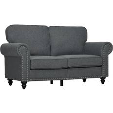 Grey Sofas Homcom 2 Seater Nailhead Sofa