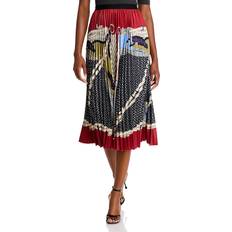 Nancy Yang Printed Pleated Skirt Red