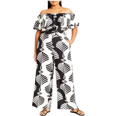 XXS Jumpsuits & Overalls City Chic Plus Peta Print Jumpsuit White