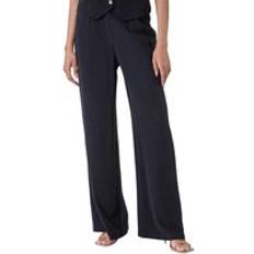 Roman Linen Mix Wide Leg Trousers Black
