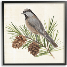 Stupell Bird On Pine Tree Black Framed Art 24x24"