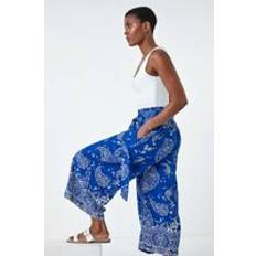 Paisley Trousers & Shorts Roman Paisley Print Wide Leg Cropped Trousers