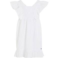 Tommy Hilfiger White Dresses Tommy Hilfiger Kids' Seersucker Gingham Texture Frill Detail Dress - White