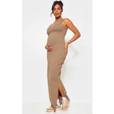 Mesh Details Dresses PrettyLittleThing Maternity Mocha Contour Sculpt Racer Bodycon Maxi Dress, Brown