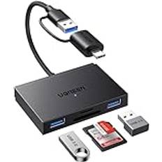 Ugreen 4 i 1 SD-kortläsare, USB C & USB 3.0 OTG-adapter och kortläsare med SD, TF och 2*USB 3.0-portar, SD-kortläsare 5Gbps kompatibel med mobiltelefon/iPad/bärbar dator/skrivbord